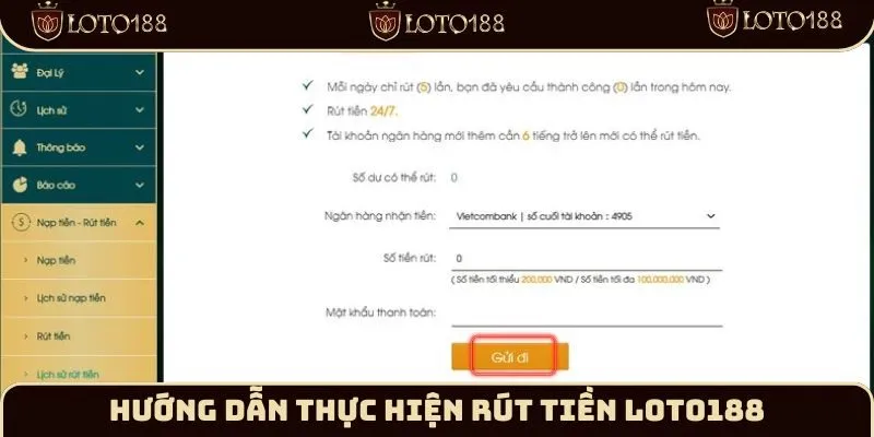 Hướng dẫn Rút Tiền Loto188 từ ngân hàng